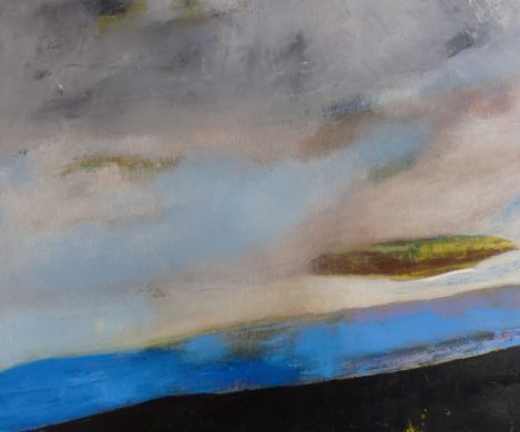 "Erde" 60 x 50 x 2 cm Acryl, Öl + Wachsstifte auf Leinwand